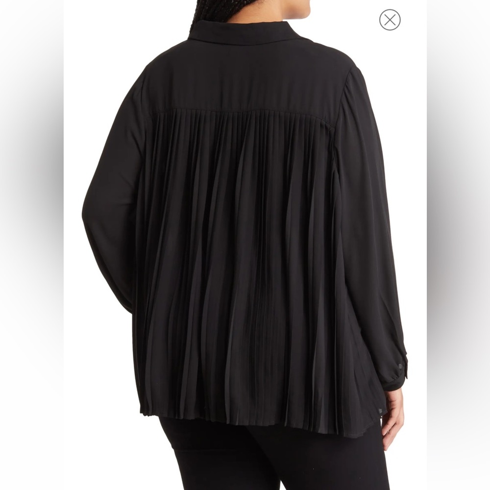 Adrianna Papell Black Button Up Blouse Long Sleeve Work Office Top Size Small